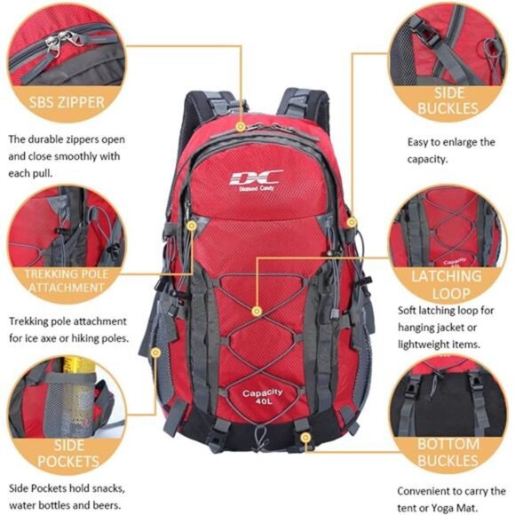 Waterproof Hiking Backpack for Men and Women, Lightweight Day - Picture 2 of 6